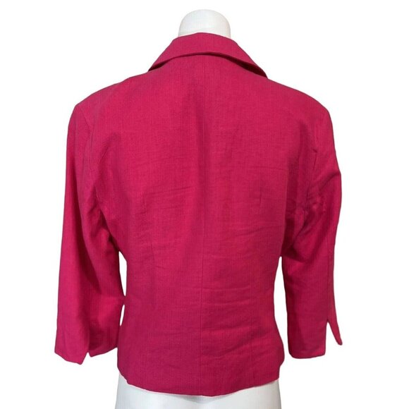 Giorgio Fiorlini Pink Linen Blend Short Crop Blazer Jacket Womens 10 M - Picture 3 of 8